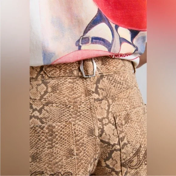 Women's Snake Print Wide Leg Cargo Pants - Picture 3 of 9